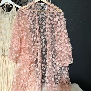 SALE!! Anne Klein Pink Sheer Floral Kimono